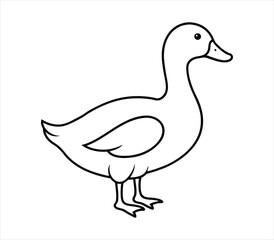 Duck Line art vector on white background