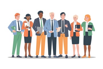 Obraz premium Diverse Group of Professional Business People Standing Together on White Background