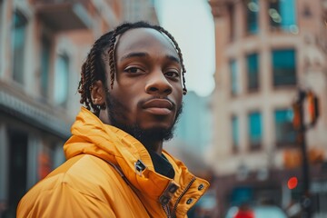 Urban Style: A Portrait of Confidence in a Yellow Jacket