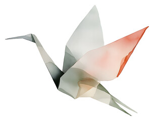 Minimalistic watercolor origami crane