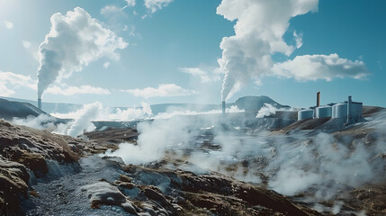 Fototapeta premium Geothermal power station, concept for renewebale energy