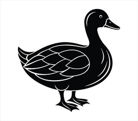 Duck silhouette vector on white background