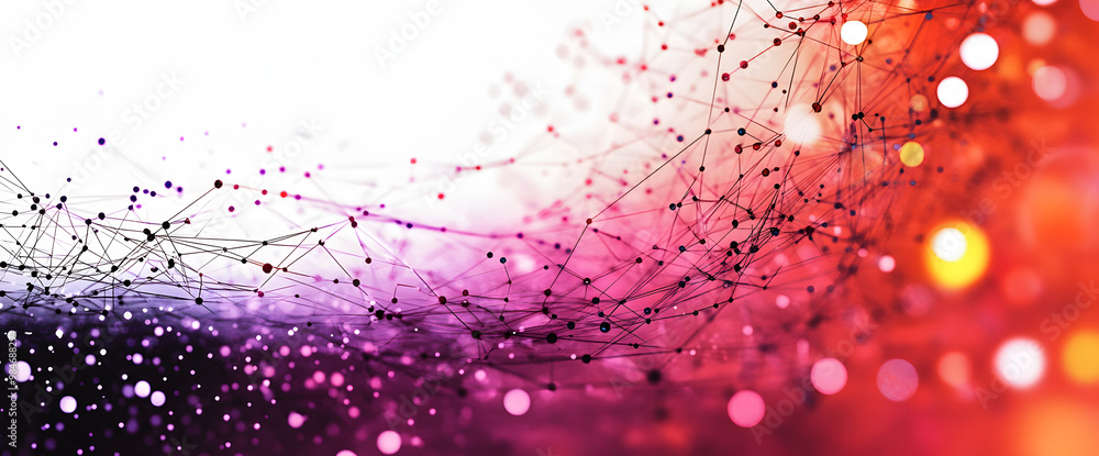 Poster digital technology background with network connection and geometric abstract background with dots an