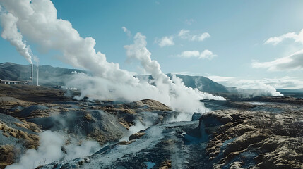 Fototapeta premium Geothermal power station, concept for renewebale energy