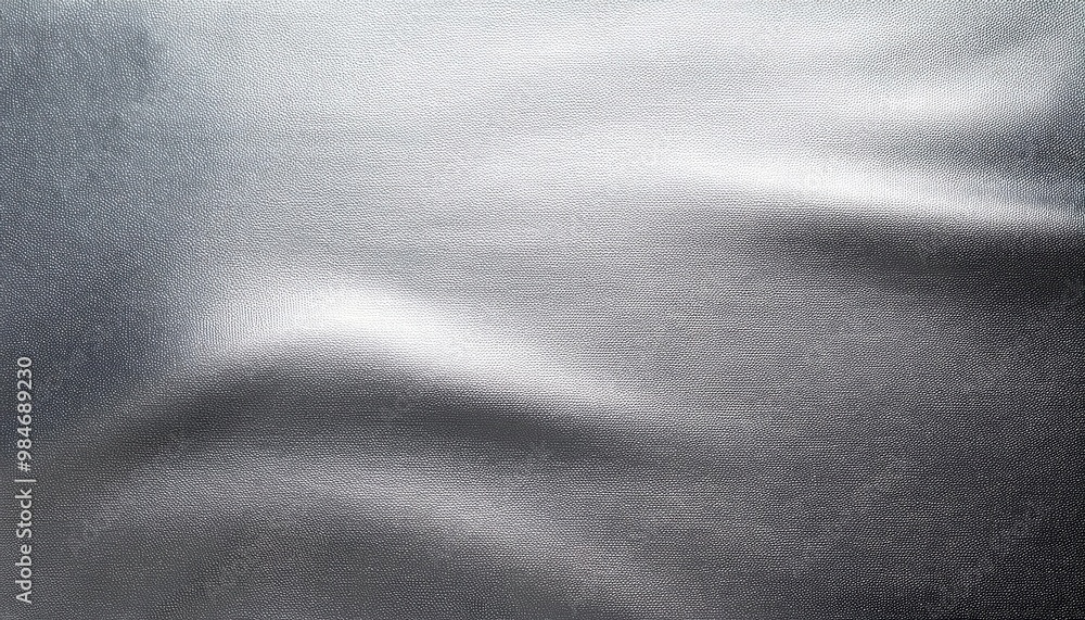 Poster close-up of metallic silver texture with fine granular surface, reflecting light in subtle gradient 