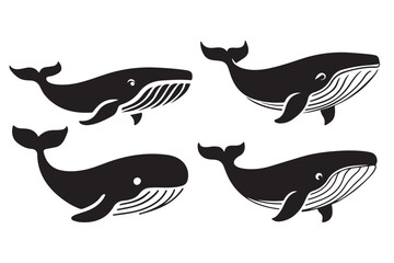 Blue Whale silhouette vector illustration10