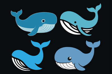 Blue Whale silhouette vector illustration10