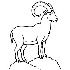 Majestic Ibex with Spiraling Horns on Cliff - Vector Art