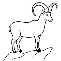 Majestic Ibex with Spiraling Horns on Cliff - Vector Art