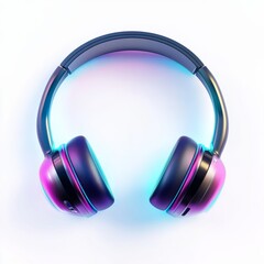 A modern, glossy 3D headset icon, designed with minimalism in mind, set against a white background
