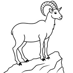 Majestic Ibex with Spiraling Horns on Cliff - Vector Art