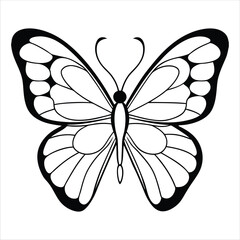 Black butterfly vector design. Line art