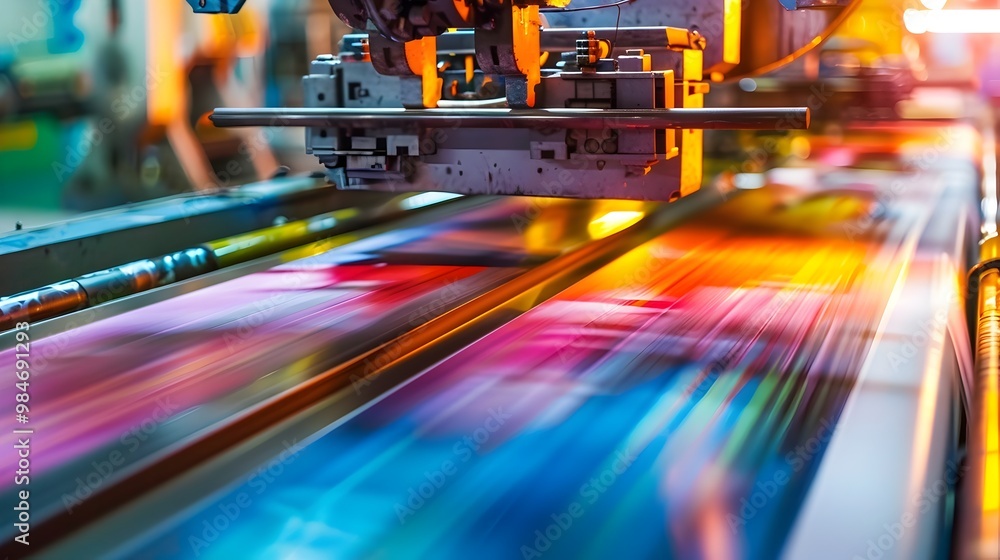 Poster Rapid Printing Process with Colorful Outputs in Industrial Factory Setting