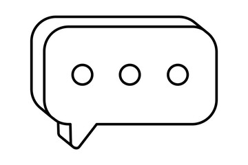 Hand drawn cute outline illustration of speech bubble with three dots. Flat vector comment message line art doodle. Online relationship. Social media addiction icon. Chat notification. Isolated.