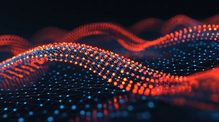 Fototapeta premium Abstract Waves of Red and Blue Light in Motion