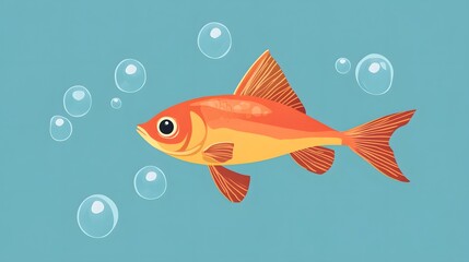 Simple fish icon with bubbles