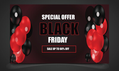 Design templates for Black Friday sales, advertising, and social media.The new Black Friday logo is for advertising th discount tag.Black Friday Sale Banner with 60% Discount.Black Friday Sale Banner.