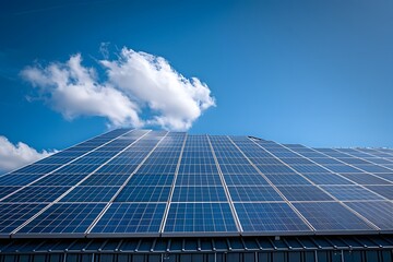Obraz premium Solar Panels Harnessing Sunlight Under a Clear Blue Sky