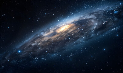 Fototapeta premium view of spiral galaxy in deep space, Milky Way structure, cosmic beauty, star formation, universe exploration, outer space, night sky photography, astronomy, celestial wonders