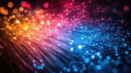 Fototapeta premium Glowing fiber optic lights with vibrant colors illustrating technology and communication