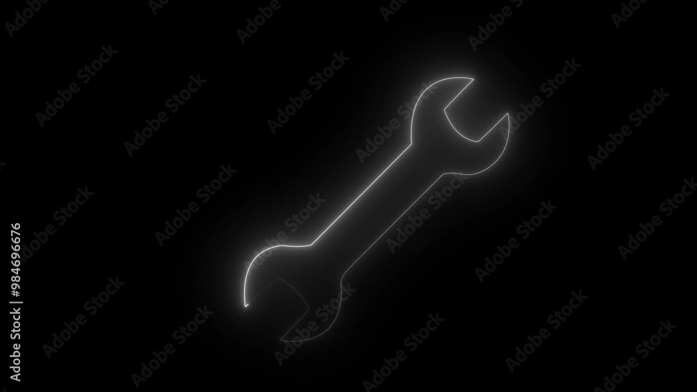 Poster technology setting icon concept. repair service icon on black background. white color glowing neon l