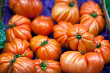 Fresh Tomatoes Displayed at Mercado De La Boquería in Barcelona
