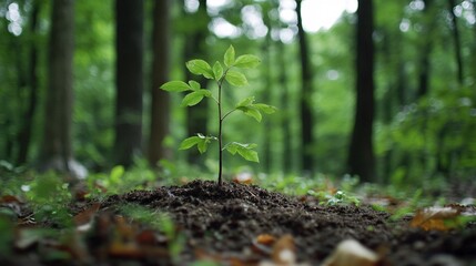 A Young Sapling Emerging from the Forest Floor