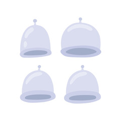 Four light blue hijama cups used for cupping therapy doodle illustration.