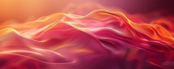Abstract background of flowing red and orange fabric with light.