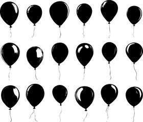 Obraz premium floating balloons silhouette set illustration