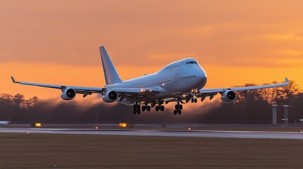 Fototapeta premium Twilight Takeoff for Global Trade