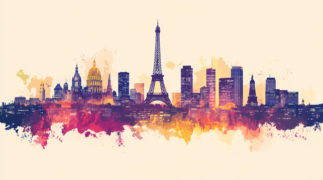 A vector skyline illustration of paris, france city skyline. City Skyline. Illustration