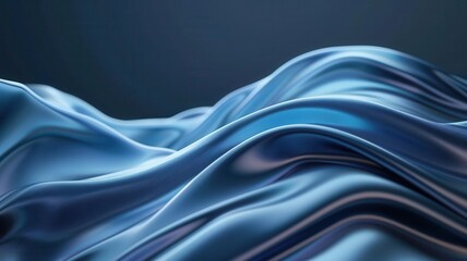 Obraz premium Abstract blue silk fabric flowing in waves, minimalistic design.