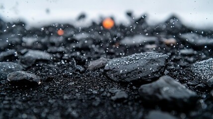 Hailstorm with ice pellets hitting the ground, severe weather, frozen precipitation