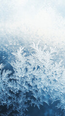 Background with frost on the glass as a decor top view with copy space