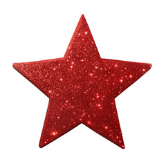 Sparkling Red Star with Glitter Texture Isolated on White Background cut out. Isolated on...