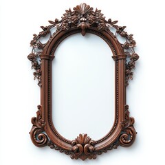 Elegant vintage wooden mirror with intricate floral carvings, perfect for home decor enhancement and artistic displays, white background