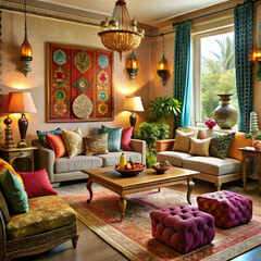 south asian fusion living room