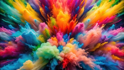 Fototapeta premium Colorful explosion of vibrant paints in a mesmerizing display, paint, art, colorful, vibrant, explosion, burst, splatter
