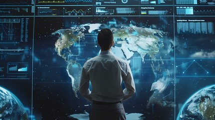 Environmental Scientist Monitoring Climate Change Data Through Holographic Interface