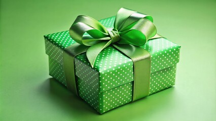 Obraz premium Green gift box with a festive bow, perfect for birthdays or holidays, green, gift, box, present, surprise, festive