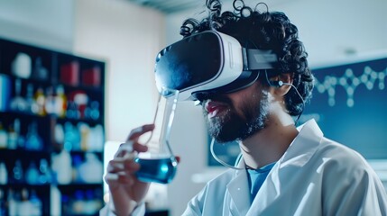 Virtual Reality Chemistry Lesson with Students Conducting Safe Experiments with Virtual Chemicals