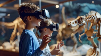Children Exploring Extinct Animals in Virtual Reality Classroom