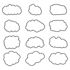 creative cloud shape outline set drawing 