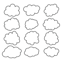 creative cloud shape outline set drawing 