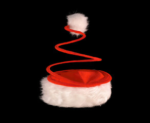 New Year's hat with a spiral and a bubo on an isolated black background.