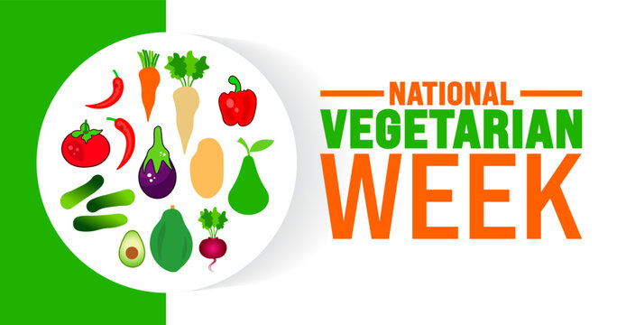 National Vegetarian Week background or banner design template is observed every year in October. Holiday concept. Template for card, poster, placard, template. eps 10