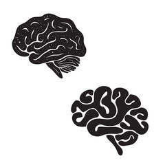 Two Stylized Brain Illustrations for Health, Science, and Psychology Concepts.