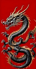 Fototapeta premium dragon, dragon logo, dragon snake, dragon snake wallpaper, animation, fire snake, japanese mythology, snake wallpaper, japan art, japan tattoo, mythological animals, legendary animals,