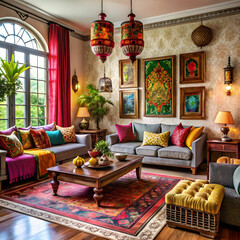 south asian fusion living room